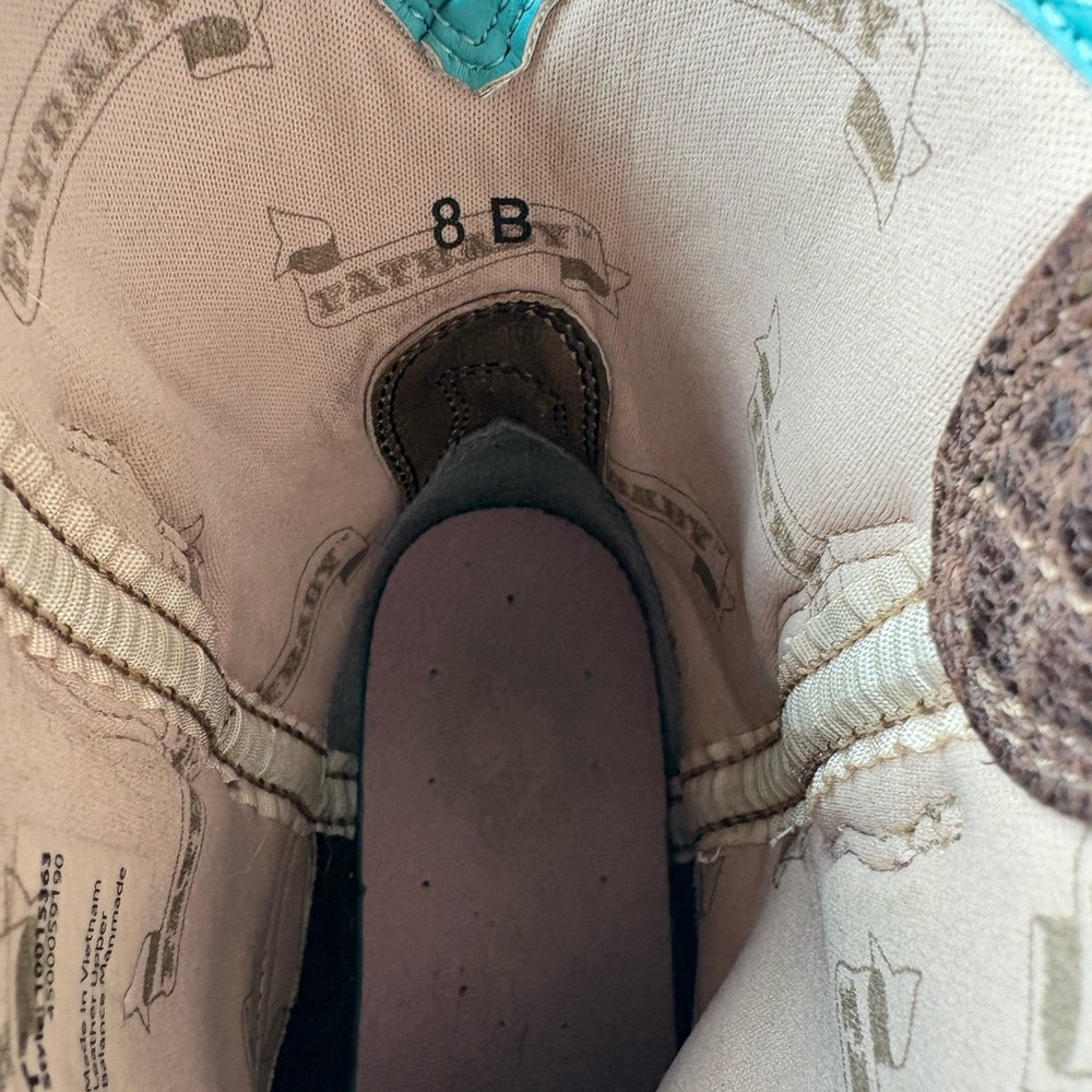 Ariat Western Boots with Brown and Teal Accents - Picture 3 of 4